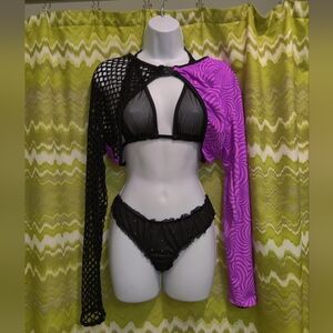 Ultra Crop Top With Fishnet Sleeve